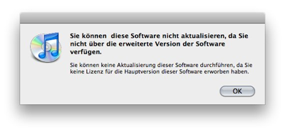 Obskure iTunes Fehlermeldung